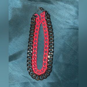 Black & pink chain double bracelet y2k